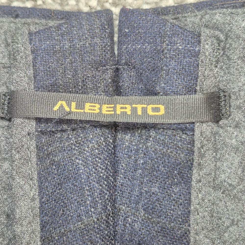 Alberto Pleated Dress Pants Mens 32x32 Navy Plaid Slim Fit Wool Blend Cuffed - Picture 3 of 10